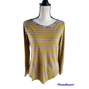 Anthropolgie H-915 STCL Striped Mixed Print Boat Neck Long Sleeve Knit Top S